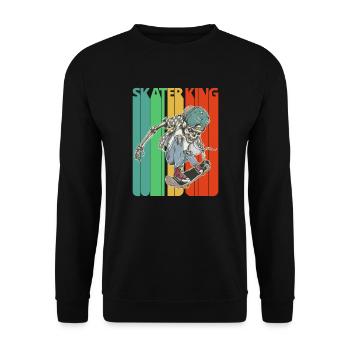 Vintage Skater King.Hipster Skeleton.Skateboarding - Sweat-shirt Unisexe - noir - Devant - Alina (178cm) & Michal (187cm)