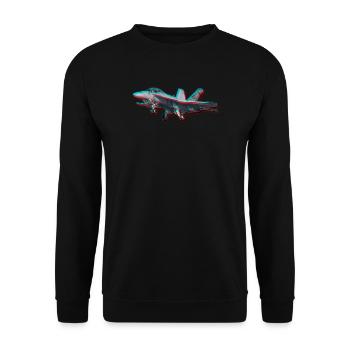 F18 Fighter Jet Glitch Aviation Streetwear - Sweat-shirt Unisexe - noir - Devant - Alina (178cm) & Michal (187cm)
