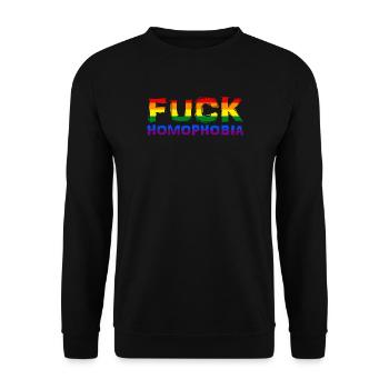 fuck homophobie design lgbt drapeau arc-en-ciel gay pride - Sweat-shirt Unisexe - noir - Devant - Alina (178cm) & Michal (187cm)