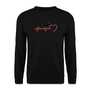 Der Luchs Katze ein Herzschlag in Liebe - Unisex Pullover - Schwarz - Vorne - Alina (178cm) & Michal (187cm)