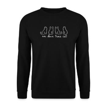 Un Deux Trois cat funny - Unisex Sweatshirt - black - Front - Alina (178cm) & Michal (187cm)