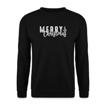Merry Christmas Script Overlay - Unisex Sweatshirt - black - Front - Alina (178cm) & Michal (187cm)