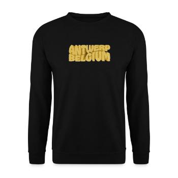 Antwerp Belgium Word Picture Retro Style - Unisex Sweatshirt - black - Front - Alina (178cm) & Michal (187cm)