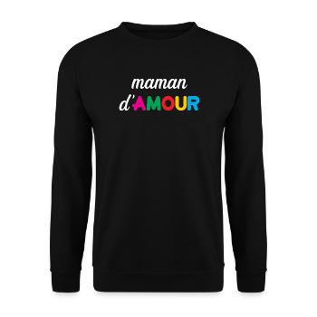 Maman d'Amour - Muttertag - Unisex Pullover - Schwarz - Vorne - Alina (178cm) & Michal (187cm)