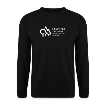 Gnarcolepsy MTB Gear: Ich überlebe Twitcher - Unisex Pullover - Schwarz - Vorne - Alina (178cm) & Michal (187cm)