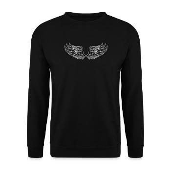 Digital Wings – Modern Line Art in White - Unisex Sweatshirt - black - Front - Alina (178cm) & Michal (187cm)