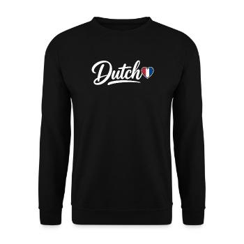 Dutch Script with Flag Heart Fan Patriotic - Unisex Sweatshirt - black - Front - Alina (178cm) & Michal (187cm)