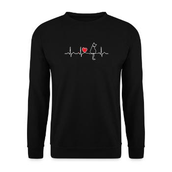Minimalist Cat Heartbeat - Kitten Lover Gift - Unisex Sweatshirt - black - Front - Alina (178cm) & Michal (187cm)