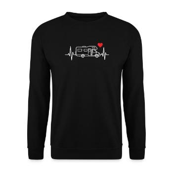 Wohnmobil camping t-shirt camper wohnwagen - Unisex Pullover - Schwarz - Vorne - Alina (178cm) & Michal (187cm)