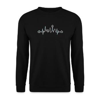 Herzschlag Puzzle - Unisex Pullover - Schwarz - Vorne - Alina (178cm) & Michal (187cm)
