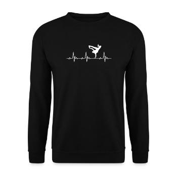 Streetdance Breakdance Heartbeat Frequenz Puls - Unisex Pullover - Schwarz - Vorne - Alina (178cm) & Michal (187cm)