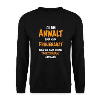 Anwalt Jurist Jura Richter Justiz - Unisex Pullover - Schwarz - Vorne - Alina (178cm) & Michal (187cm)