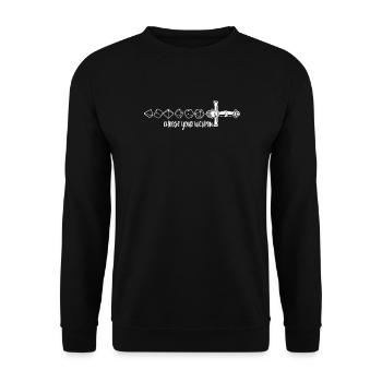 Choose Your Weapon Würfel Schwert RPG - Unisex Pullover - Schwarz - Vorne - Alina (178cm) & Michal (187cm)