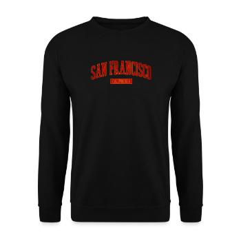 San Francisco Vintage Uni Schriftzug - Unisex Pullover - Schwarz - Vorne - Alina (178cm) & Michal (187cm)