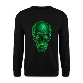 Green Techno Skull - Unisex Sweatshirt - black - Front - Alina (178cm) & Michal (187cm)