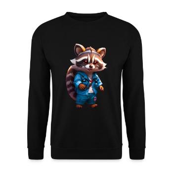 Happy Chibi raccoon racoon in jeans - Unisex Sweatshirt - black - Front - Alina (178cm) & Michal (187cm)