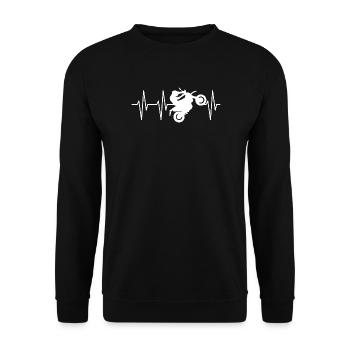 Motorrad Biker Symbol Wheelie icon Egk Herzschlag - Unisex Pullover - Schwarz - Vorne - Alina (178cm) & Michal (187cm)