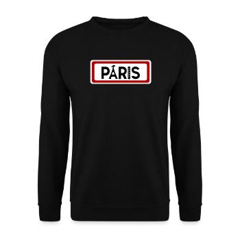 Panneau signalétique ville de Paris - Sweat-shirt Unisexe - noir - Devant - Alina (178cm) & Michal (187cm)