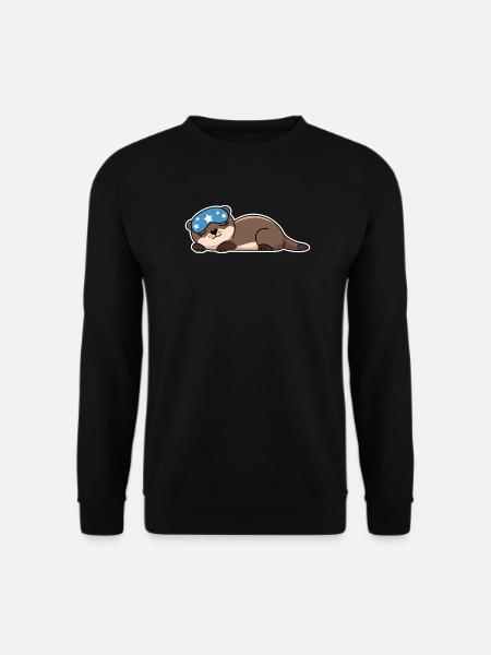 Entzückender schlafender Otter mit Sternenmaske - Unisex Pullover - Schwarz