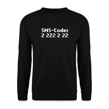 sms-code 2 222 2 22 - Unisex Pullover - Schwarz - Vorne - Alina (178cm) & Michal (187cm)