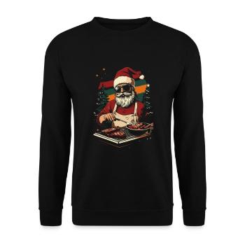 Cool Santa Claus BBQ BBQ - Unisex Sweatshirt - black - Front - Alina (178cm) & Michal (187cm)