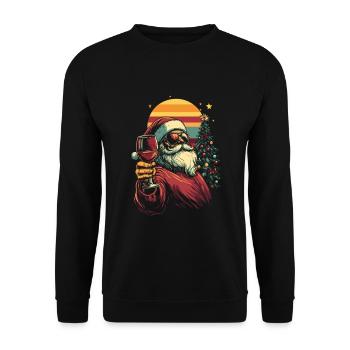 Weihnachten Wein Weihnachtsmann Weihnachtsfeier - Unisex Pullover - Schwarz - Vorne - Alina (178cm) & Michal (187cm)