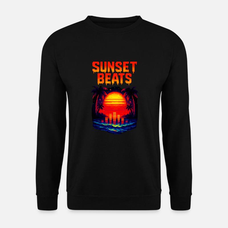 Sunset Beats – Retro Pixel DJ Shirt - Unisex Pullover - Schwarz