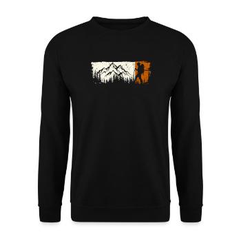 Mountain Explorer Silhouette T-Shirt - Unisex Pullover - Schwarz - Vorne - Alina (178cm) & Michal (187cm)