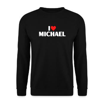 I love Michael Red Heart Romantic Name Fan - Unisex Sweatshirt - black - Front - Alina (178cm) & Michal (187cm)