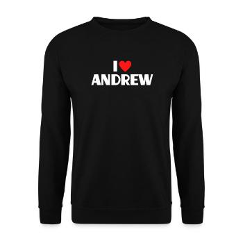 I love Andrew Red Heart Romantic Name Fan - Unisex Sweatshirt - black - Front - Alina (178cm) & Michal (187cm)