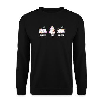 Sleep Eat Sleep – Humorous Kawaii Unicorn Adorned - Unisex Sweatshirt - black - Front - Alina (178cm) & Michal (187cm)