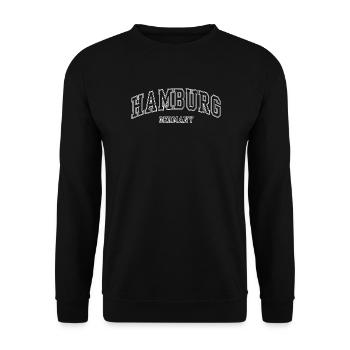 Hamburg Germany Retro College - Unisex Sweatshirt - black - Front - Alina (178cm) & Michal (187cm)