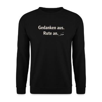 Gedanken aus, Rute an – Minimaldruck - Unisex Pullover - Schwarz - Vorne - Alina (178cm) & Michal (187cm)