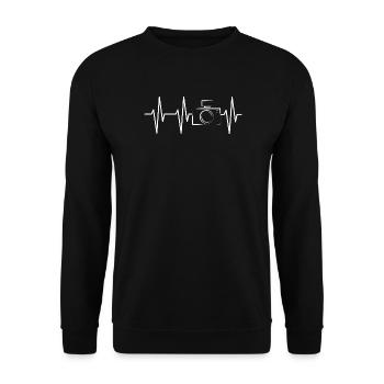 heartbeat herzschlag puls ekg foto photo camera - Unisex Pullover - Schwarz - Vorne - Alina (178cm) & Michal (187cm)