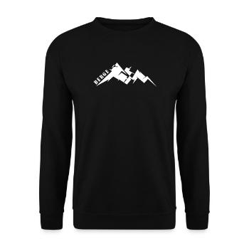 Berge Berg Symbol Wandern Outdoor Illustration - Unisex Pullover - Schwarz - Vorne - Alina (178cm) & Michal (187cm)