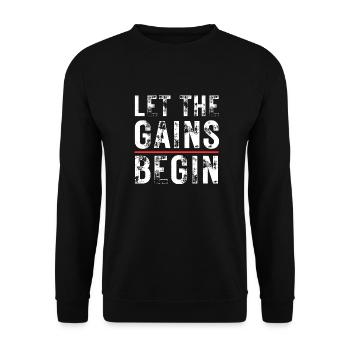 Let The Gains Begin - Unisex Pullover - Schwarz - Vorne - Alina (178cm) & Michal (187cm)