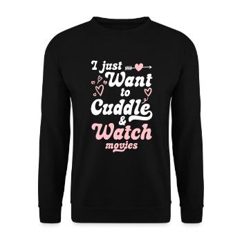 Schmusen Teddybär Beziehung Romantisch - Unisex Pullover - Schwarz - Vorne - Alina (178cm) & Michal (187cm)