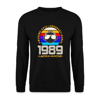 1989 - Unisex Pullover - Schwarz - Vorne - Alina (178cm) & Michal (187cm)