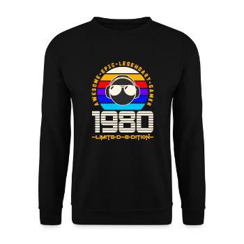 1980 - Unisex Pullover - Schwarz - Vorne - Alina (178cm) & Michal (187cm)