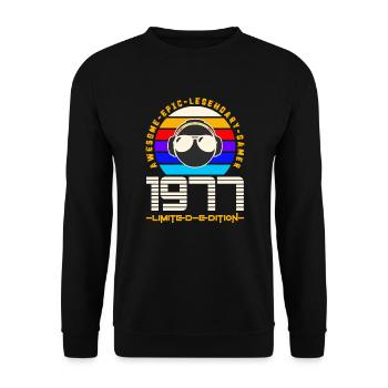 1977 - Unisex Pullover - Schwarz - Vorne - Alina (178cm) & Michal (187cm)