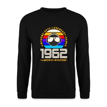 1962 - Unisex Pullover - Schwarz - Vorne - Alina (178cm) & Michal (187cm)
