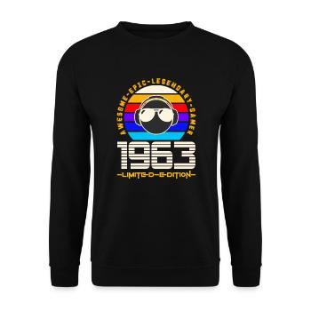 1963 - Unisex Pullover - Schwarz - Vorne - Alina (178cm) & Michal (187cm)
