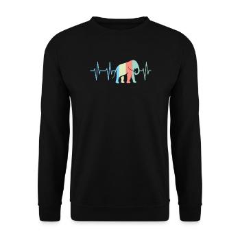 bunte Farben Elefant Elefanten Herzschlag Symbol - Unisex Pullover - Schwarz - Vorne - Alina (178cm) & Michal (187cm)