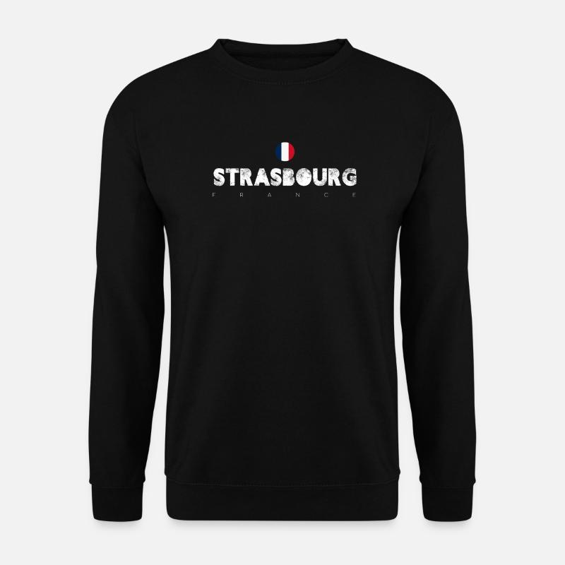 Strasbourg Distressed Flag Typography - Unisex Sweatshirt - black