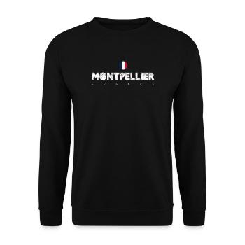 Montpellier France City Wordmark - Unisex Sweatshirt - black - Front - Alina (178cm) & Michal (187cm)