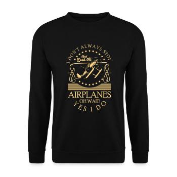 Modellflugzeug Hobby Pilot Modell - Unisex Pullover - Schwarz - Vorne - Alina (178cm) & Michal (187cm)