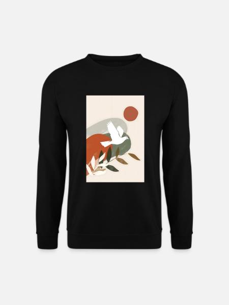 Boho Dove Wandkunst, Digitaler Download, Moderner - Unisex Pullover - Schwarz