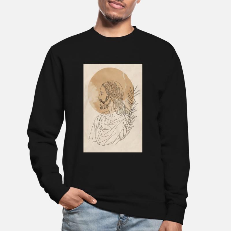 Impression d’art Jésus Lignes Simples, Moderne Sweat-shirt Unisexe