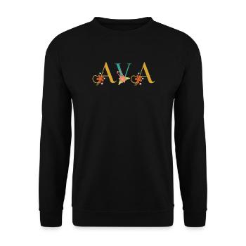 AVA Name Art With Flowers Embroidered - Unisex Sweatshirt - black - Front - Alina (178cm) & Michal (187cm)