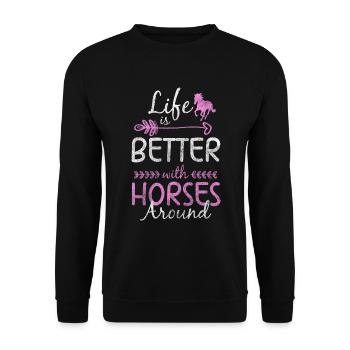 Horse riding Sport riding Animals Hooves - Unisex Sweatshirt - black - Front - Alina (178cm) & Michal (187cm)